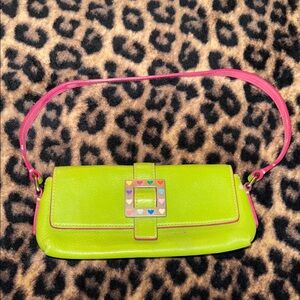 Dooney & Bourke Lime Green and Pink Shoulder Bag